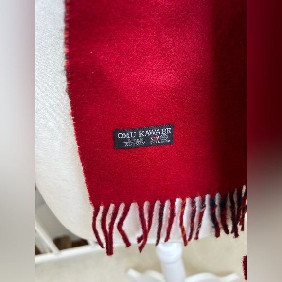 DAKS London Wool Cashmere Blend Scarf Vintage Plaid Red Holiday Christmas - Picture 3 of 6